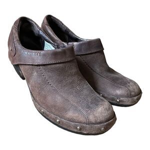 Merrell Shoes | Studded Luxe Wrap Slip On Mules Heeled Clogs in Espresso | 6.5